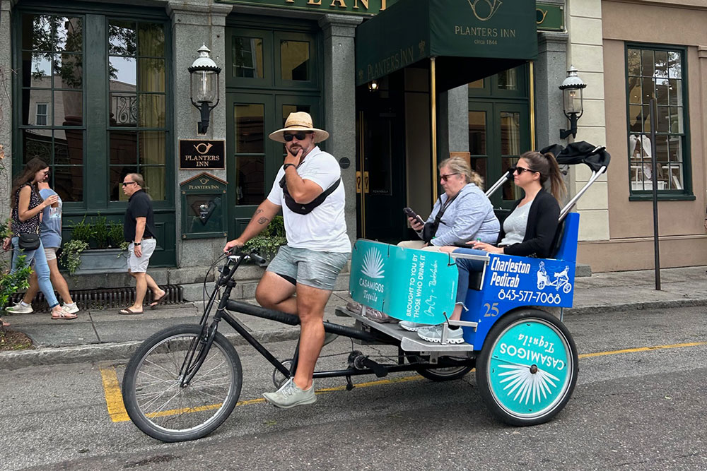 Pedicab ride in downtown Charleston